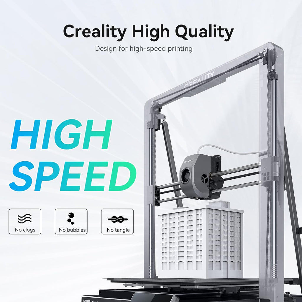 Creality Hyper PLA Filament 1.75mm, 30-600mm/s High-Speed 3D Printer Filament, Dimensional Accuracy +/-0.02mm, Fits Most FDM 3D Printers, 8-Pack of 1Kg Spools (2.2 lbs), Black&White&Red&Blue