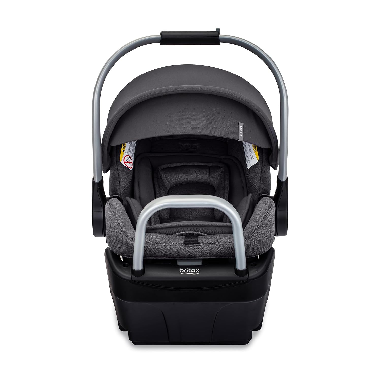 Britax Cypress Infant Car Seat, Rear Facing Car Seat with Alpine Base, ClickTight, Premium Fabrics, Ponte Stone