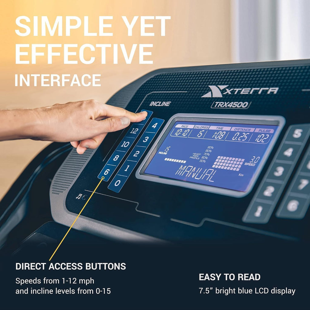 Xterra Fitness Sport Series Premium Folding Smart Treadmill, Handlebar Speed and Incline Controls, Large XTRASoft Cushioned Running Deck, Built-in FTMS-Enabled Bluetooth with XF Connect Fitness App