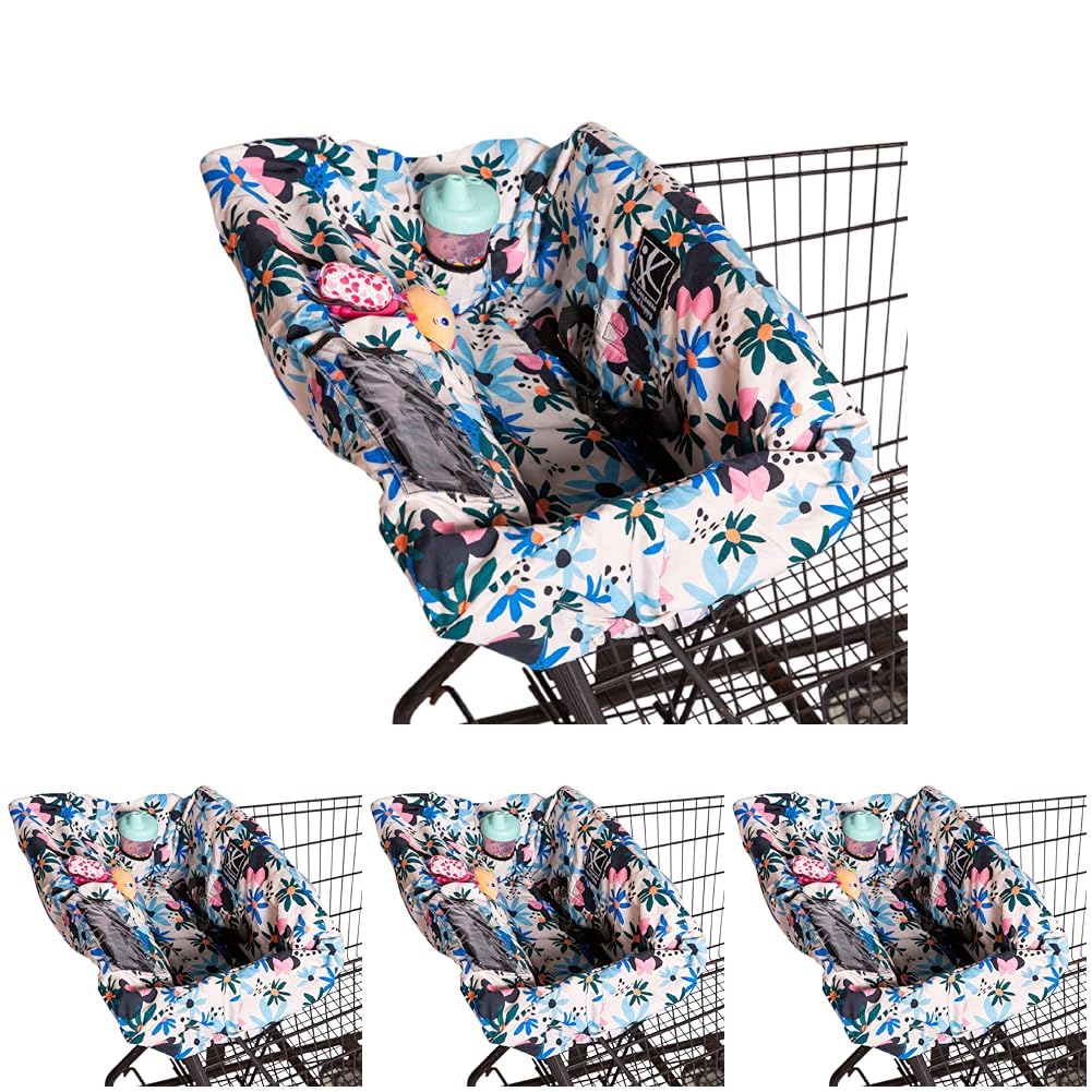 Disney Baby by J.L. Childress Shopping Cart & High Chair Cover for Baby, Kids, & Toddler - Cover for Grocery Carts & Restaurants, Universal Fit - Minnie Mouse, Floral (Pack of 4)
