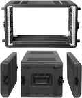 Diandian 6U Rack Case Shallow 11' Depth, 19' Rackmount Flight Case, Watertight Dust-Proof, Shock Mount for Amplifier, Pro Audio, DJ Mixer, Effects with Microphone Compartments