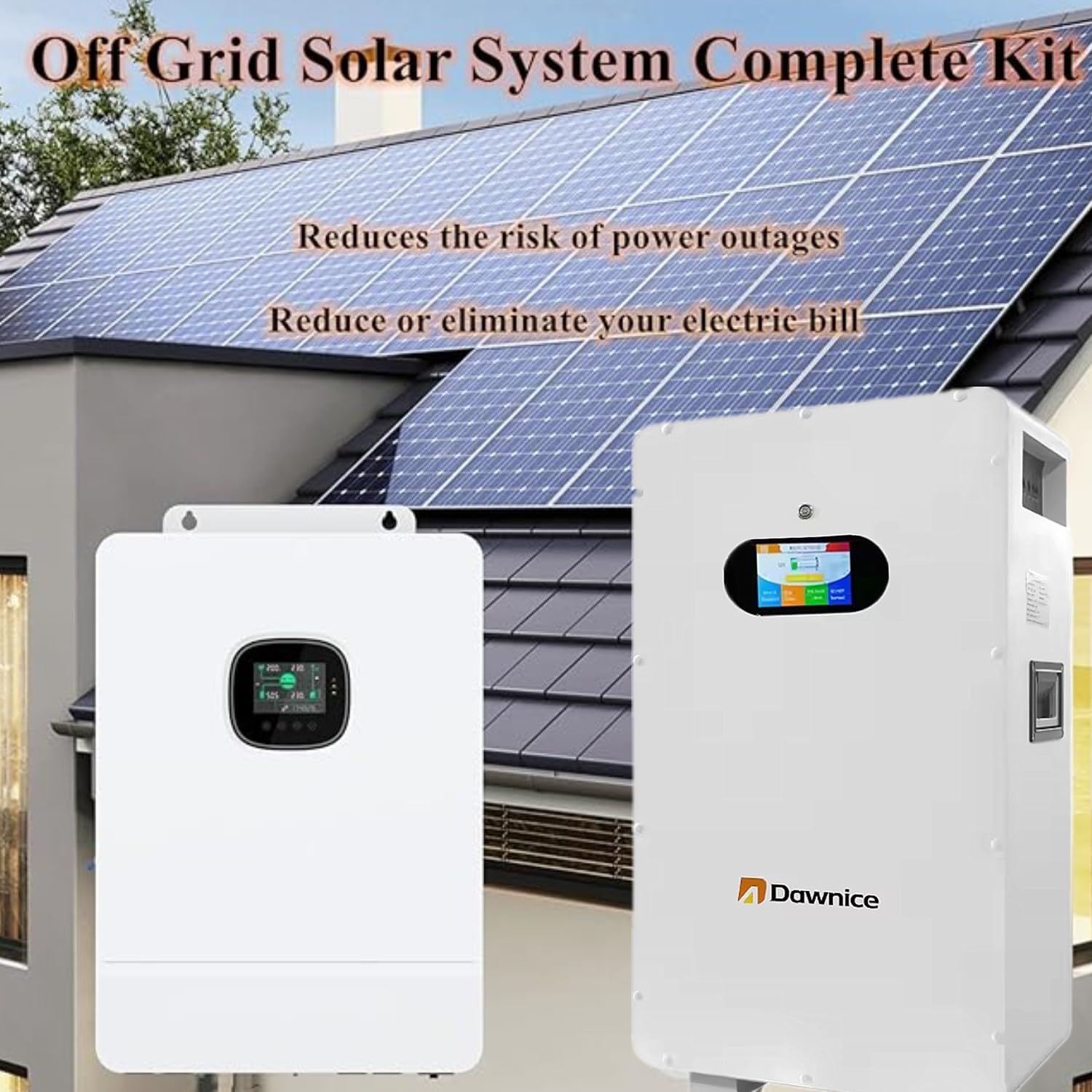 48V 10KW Off Grid Solar System Complete Kit 5KWH Kit Home Solar Power System Complete Kit with 10PCS*550W Solar Panels, 10KW Inverter, 51.2V 100Ah 5KWH LiFeP04 Battery