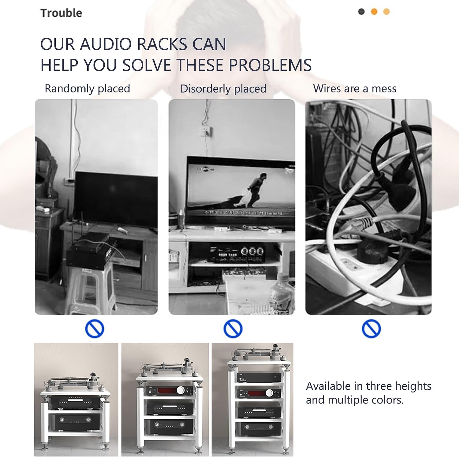 Audio Rack Stereo Cabinet,AV Media Stand,Stereo Racks and Stands,Dvd Stand Storage Tower,Corner Shelf TV Stand,Audio-video Shelving,Entertainment Stand,for Home Theater(Black,62x57x56cm)