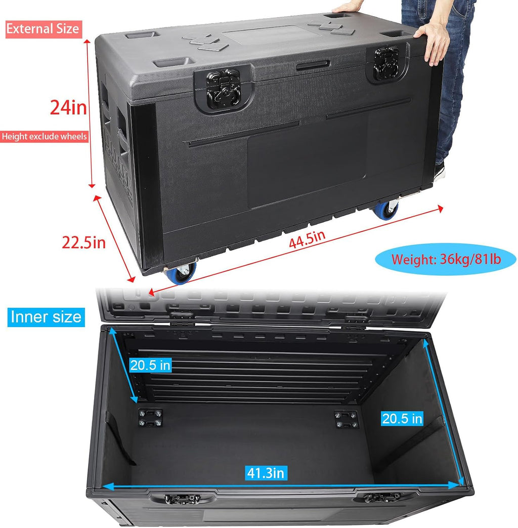 Cable Trunk | ATA Road Case | Equipment Storage Case 44'x22'x24', with Heavy Duty Casters
