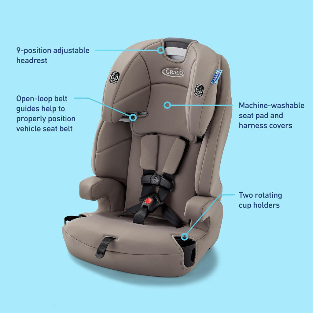 Graco® Tranzitions 3-in-1 Harness Booster Car Seat, Forward Facing Car Seat, Highback, to Backless Booster, Cinder