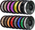 PLA 3D Printer Filament Bundle, Dimensional Accuracy +/- 0.02 mm, 16 x 1 kg Spool(35.2lbs), 1.75 mm，Black White Grey Red Green Blue Yellow Purple Silver Transparent Pink Orange Wood Brown