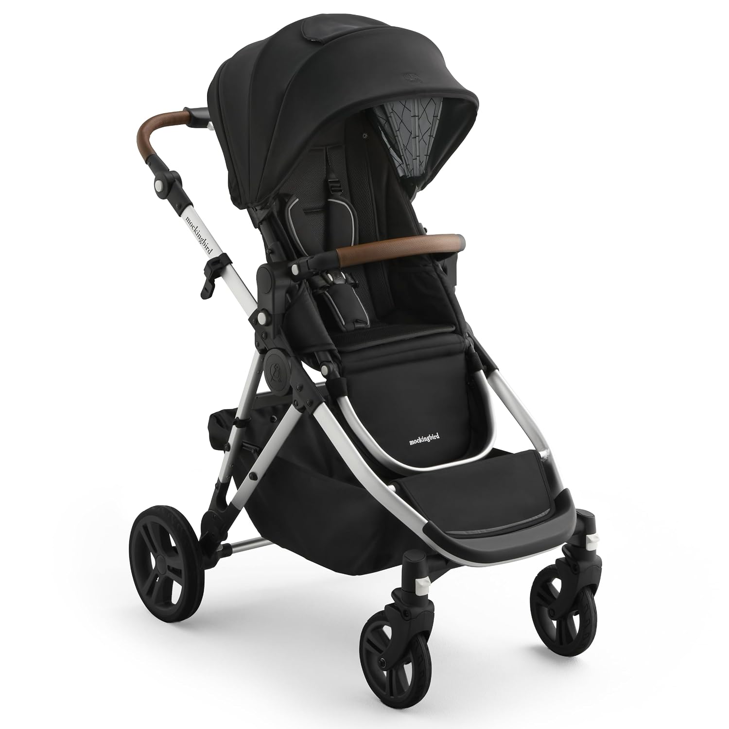 Mockingbird Single-to-Double Stroller 3.0 - Convertible Full Size Baby Stroller for 1, 2, or 3 Kids with 44 Possible configurations, Travel System Compatible - Black Windowpane