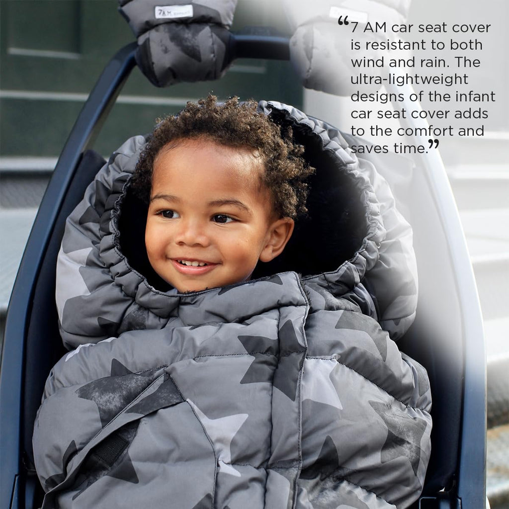 7AM Enfant Stroller Blanket 212 - Adjustable Baby Car Seat Zipped Blanket for Babies Winter, Unisex Multi Purpose Fleece Lined Warm Hooded Toddler Footmuff Water Repellent | (6M - 4T)