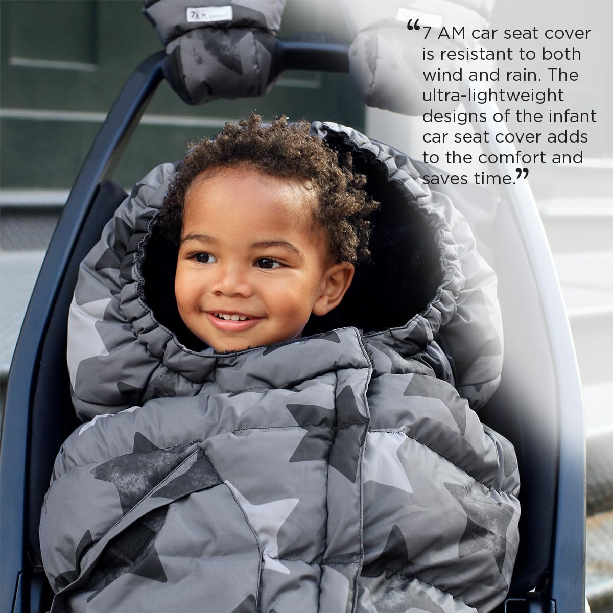7AM Enfant Stroller Blanket 212 - Adjustable Baby Car Seat Zipped Blanket for Babies Winter, Unisex Multi Purpose Fleece Lined Warm Hooded Toddler Footmuff Water Repellent | (6M - 4T)