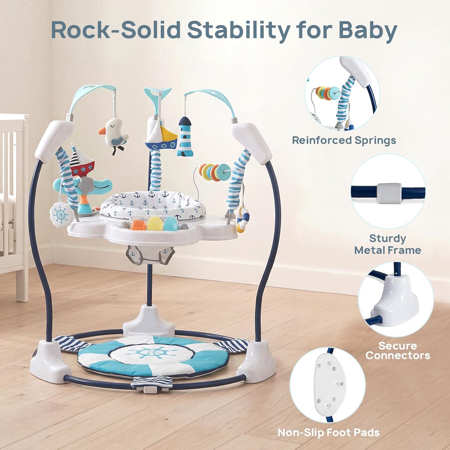 Baby Activity Center Jumper Interactive Activity Jumper Play Center with Infant Toys, 360° Rotating Seat