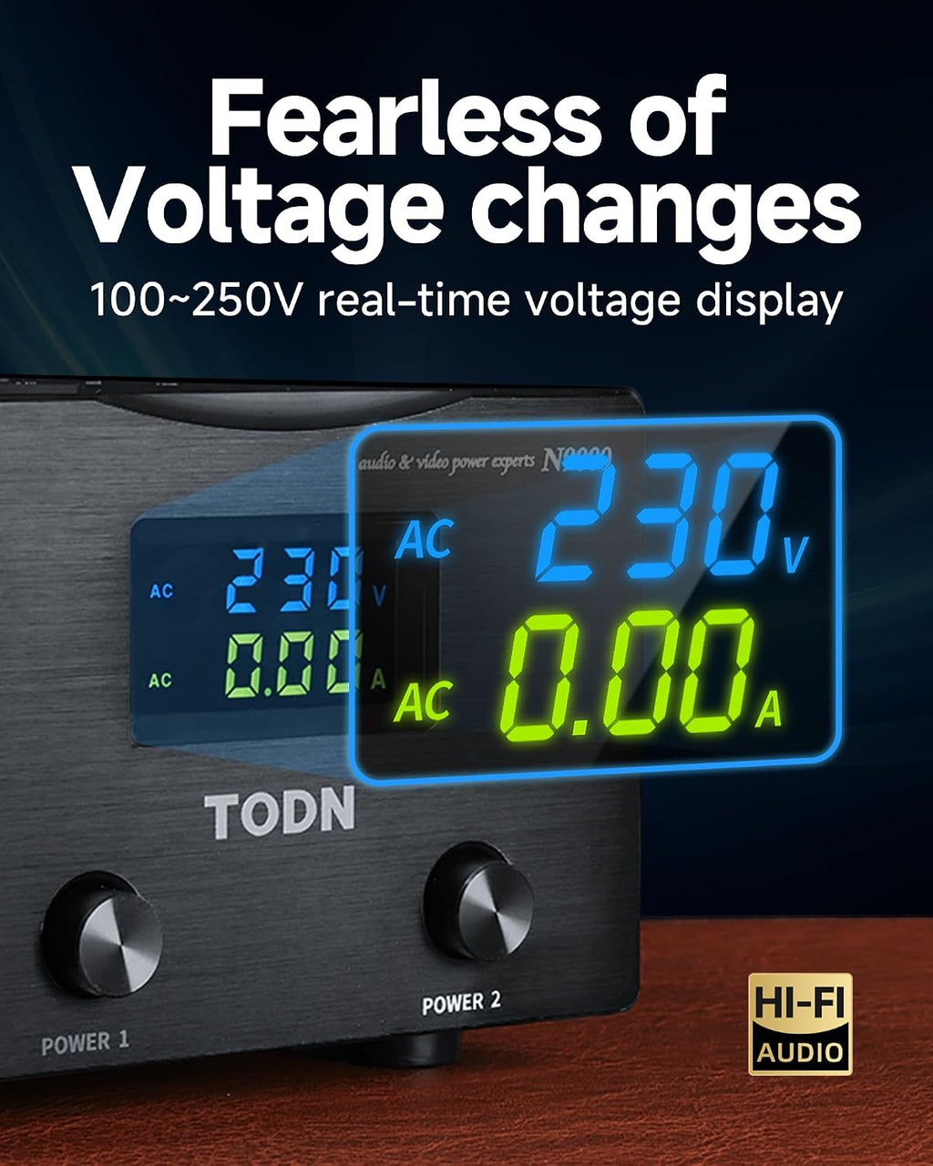 TODN HiFi Audio Power Cable and Power Conditioner with Filtered Outlets and Surge Protector for Home Theater