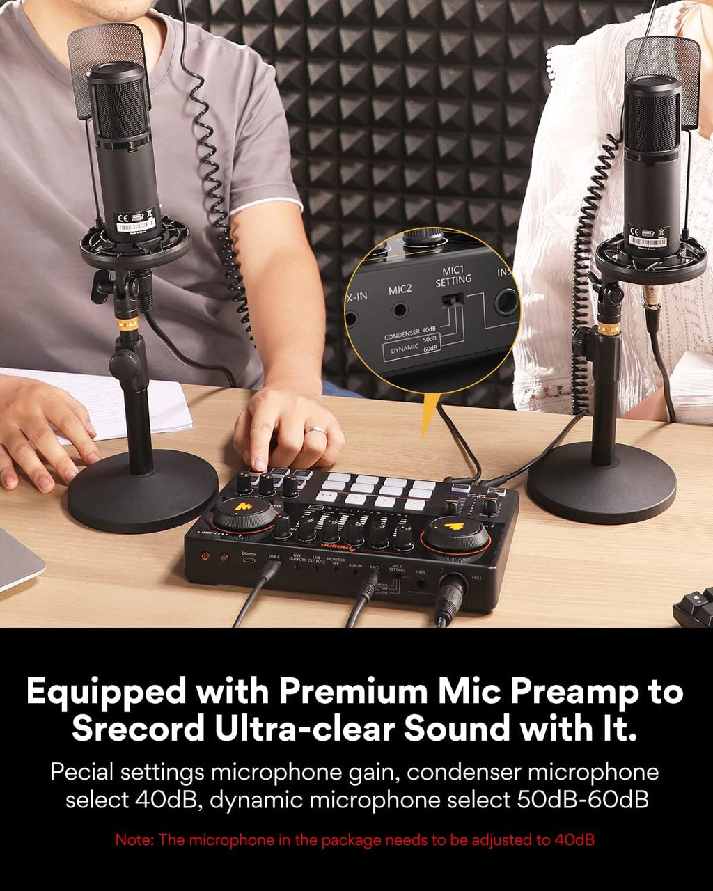 MAONO-MaonoCaster-Podcast Equipment Bundle for 2-includes All-in-one Audio Interface with Premium Mic Preamp, XLR Condenser Microphone, and 3.5MM Mic for Podcast Recording, Streaming, DJ (AME2 Duo)