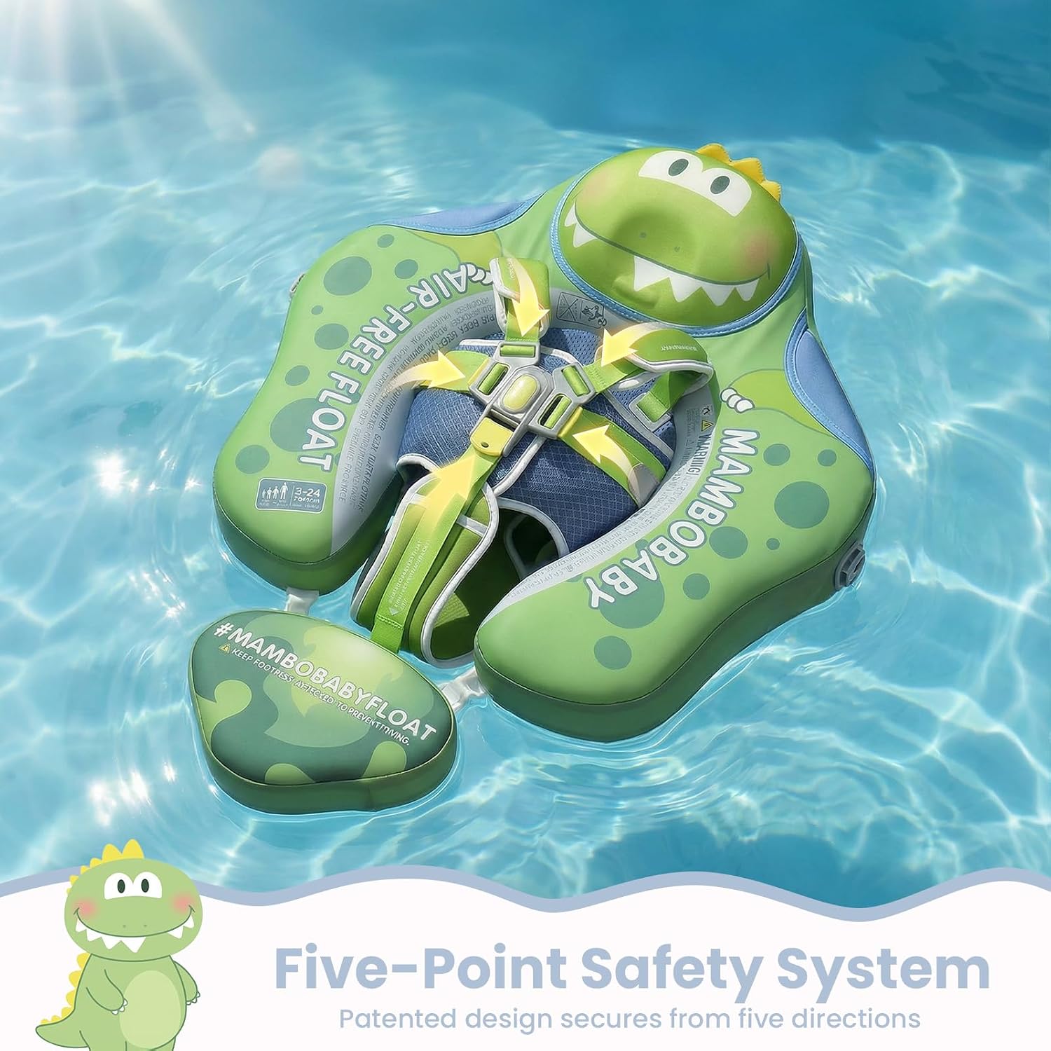 Mambobaby Float Deluxe Baby Pool Float: Safe & Comfortable Swim Trainer for Infants & Toddlers, Non-Inflatable Design, UV Protection Canopy, Fun Water Experience for Ages 3-24 Months