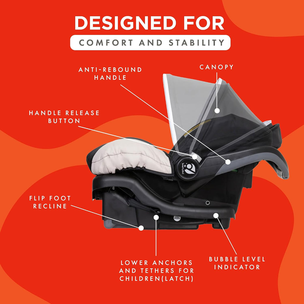 Baby Trend Ally Newborn Baby Infant Car Seat Carrier Travel System with Harness and Extra Cozy Cover for Babies Up to 35 Pounds, Stormy