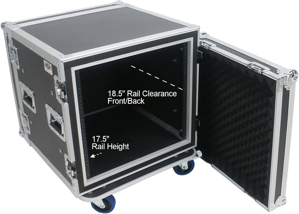 10 Space (10U) ATA Rack Amp Road Shock Mount Case (20' Deep) w/ Casters