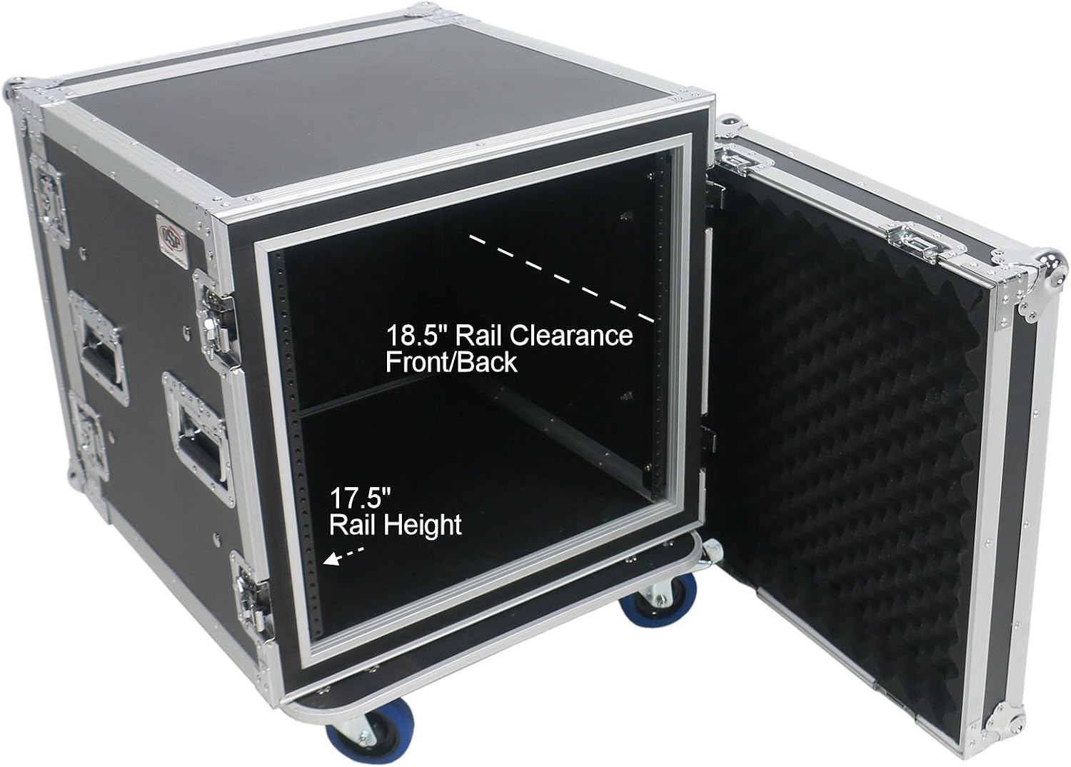 10 Space (10U) ATA Rack Amp Road Shock Mount Case (20' Deep) w/ Casters
