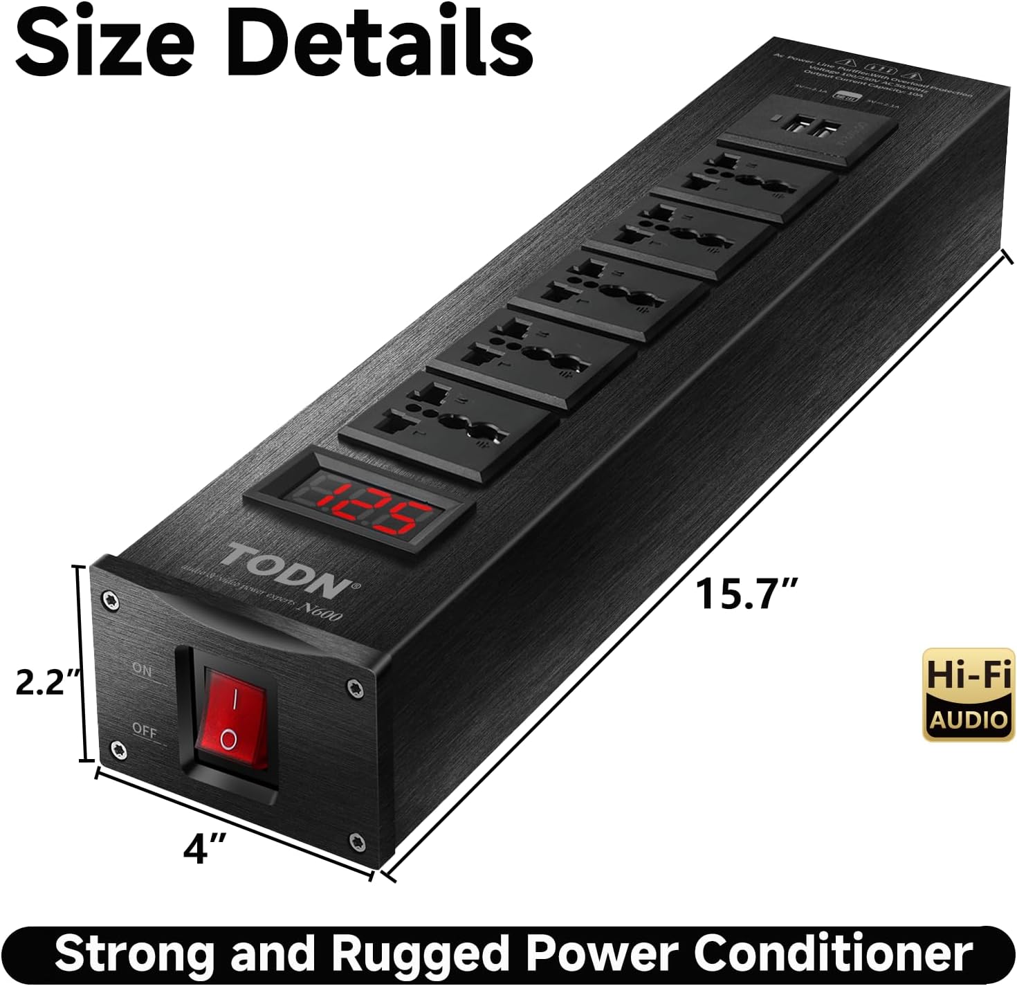 TODN Audio Power Conditioner for Studio - Clean up Power/Noise Reduction/Surge Protection/Improved Performance, CE-EMC/LVD Certified - N600
