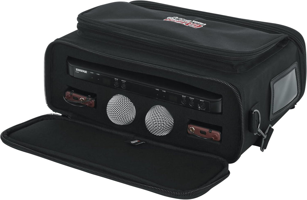 Gator Cases Padded Carry Bag to Hold Shure BLX Style Wireless System with (2) Microphones and (2) Body Packs, (GM-DUALW)