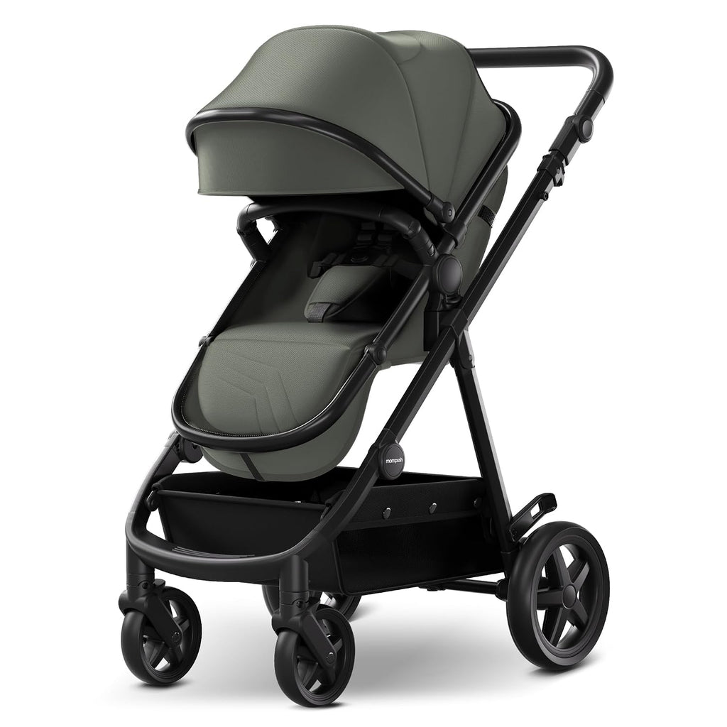 Mompush Meteor2 Baby Stroller 2-in-1 with Newborn Mode, Large Shock-Absorbing Wheels, Car Seat Adapter Included – Full-Size Infant & Toddler Stroller for All-Terrain Family Outings