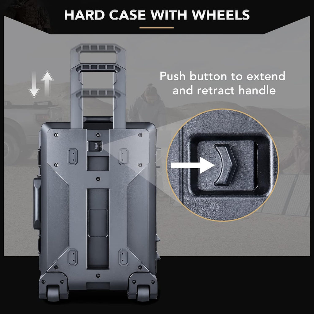 Lykus HC-5220 Waterproof Hard Case with Wheels and Customizable Foam, Interior Size 20.5x14.2x9.7 inch, Suitable for camera, lens, drone, mic, flashlight, projector, electronics, tools, and more