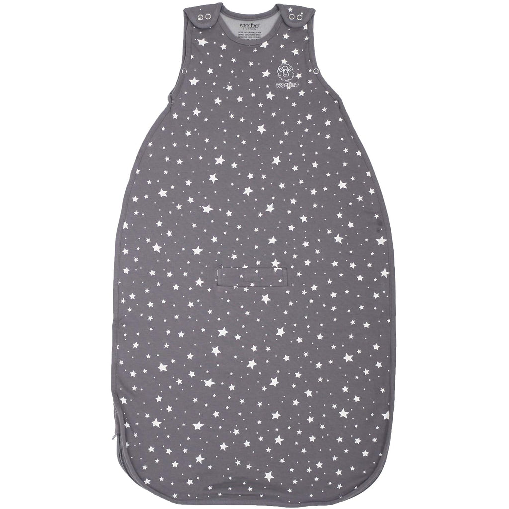 Woolino 4 Season Ultimate Baby Sleep Sack – Merino Wool Baby Sleep Bag, Organic Cotton, Temperature Regulating Wearable Blanket, Adjustable Sleep Sack 2–24 Months, All Season - Star Gray