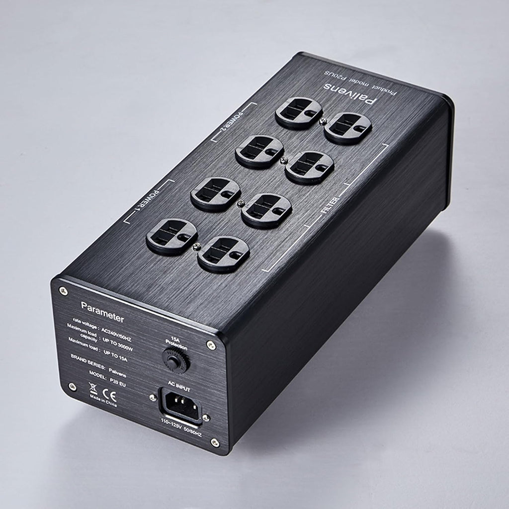 AC Power Filter Power Conditioner, 8 Ways Power Socket, Line Conditioner Power Purifier with Universal Outlets, Power Conditioner Audio Suitable for HiFi CD Player Piano, TV, Black