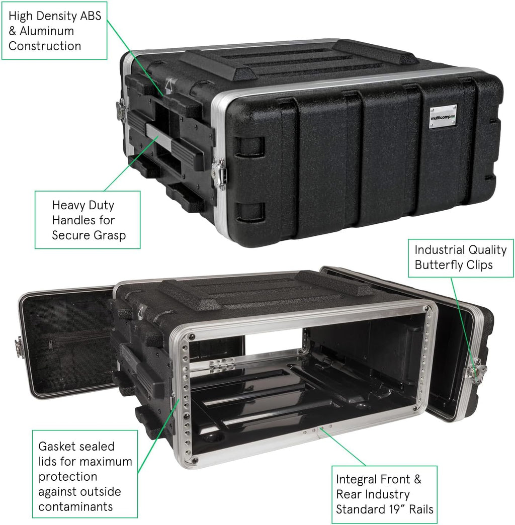 multicomp PRO Stackable 17' Depth, 19' ABS Rack Flight Case (4U)