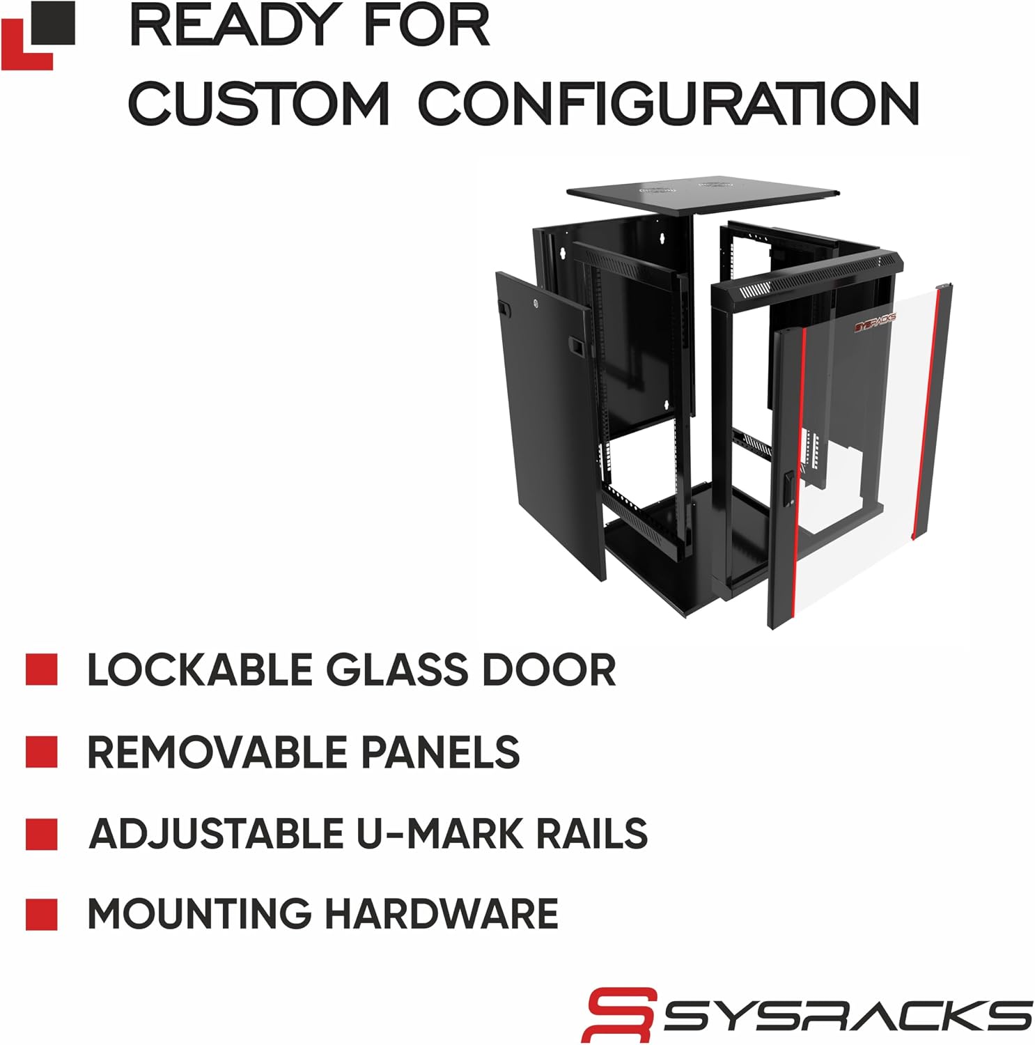 12U Wall Mount Home Lab Server Rack – 19' Locking Network Cabinet, 24' Deep Empty Rack Enclosure for Routers, NAS, Switches and Home Network Equipment