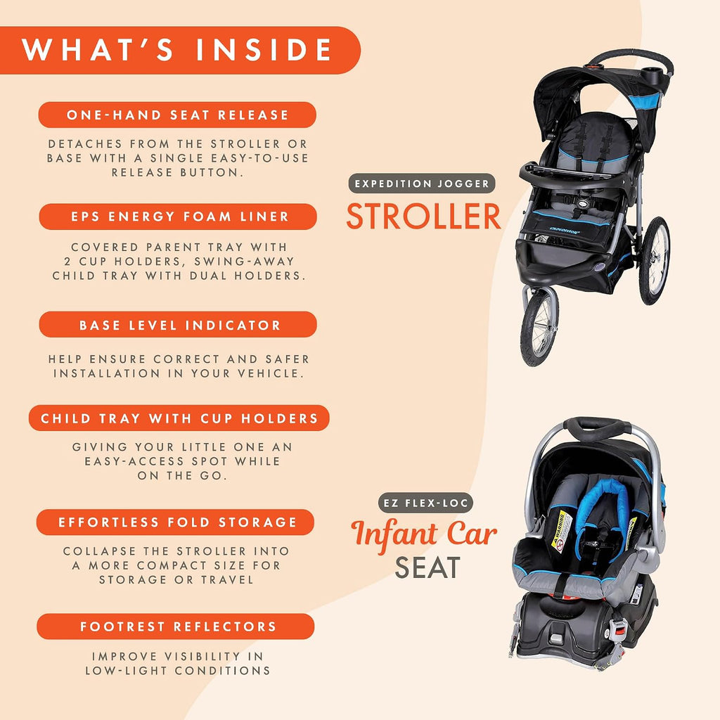 Baby Trend Expedition® Jogger Travel System with EZ Flex-Loc® Infant Car Seat, Millenium Blue
