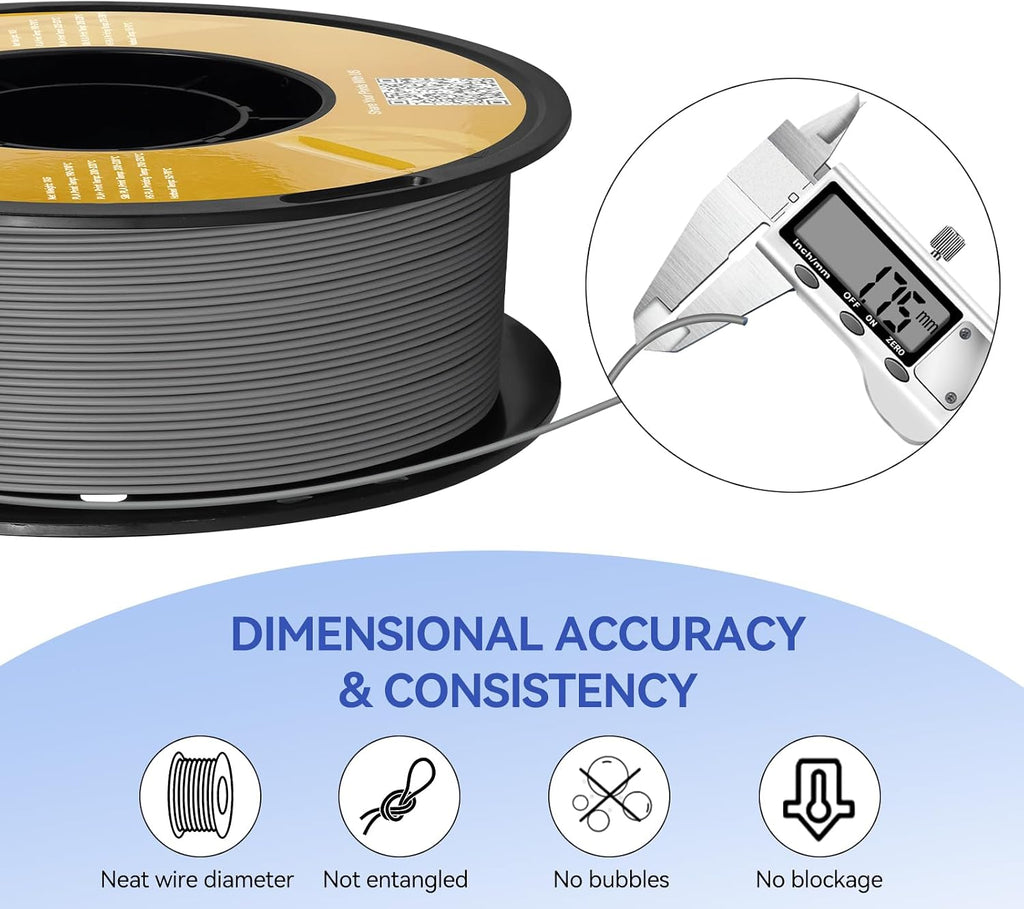 Kingroon Matte PLA Filament 1.75mm 3D Printer Filament Matte Filament 10kg Dimensional Accuracy +/- 0.02 mm (10 Rolls Grey)