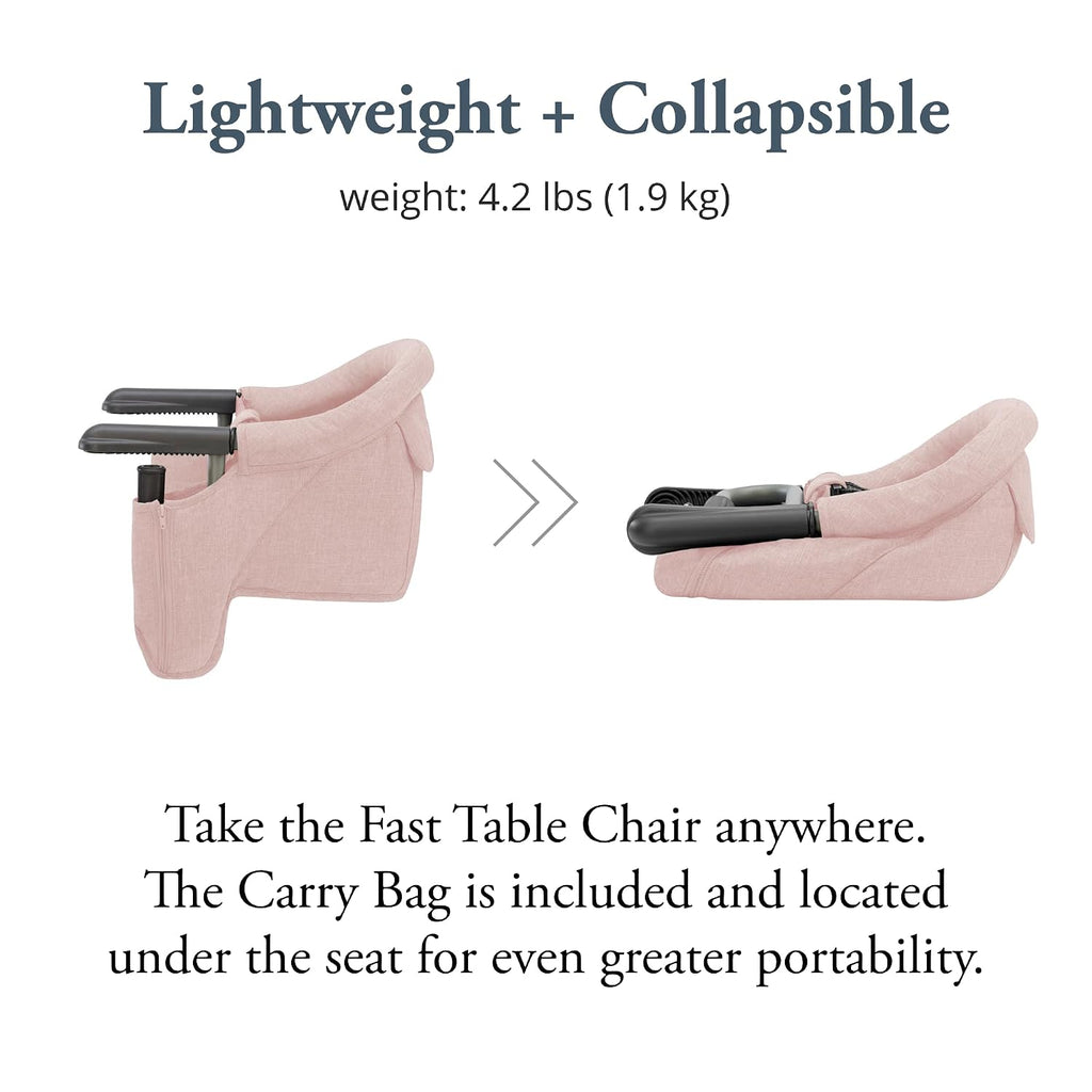 Inglesina Fast Table Chair - Powder Pink + Fast Dining Tray - Portable Baby High Chair for Babies & Toddlers up to 37 lbs - Fits Tables 0.8''-3.5'' Thick - Compact, Easy to Use - Travel Bag Included