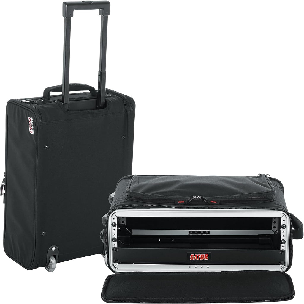 Gator Cases Lightweight Rack Bag with Removable Shoulder Strap, Pull handle, and Wheels, 2U Rack - 12.5' Rackable Depth (GR-RACKBAG-2UW)
