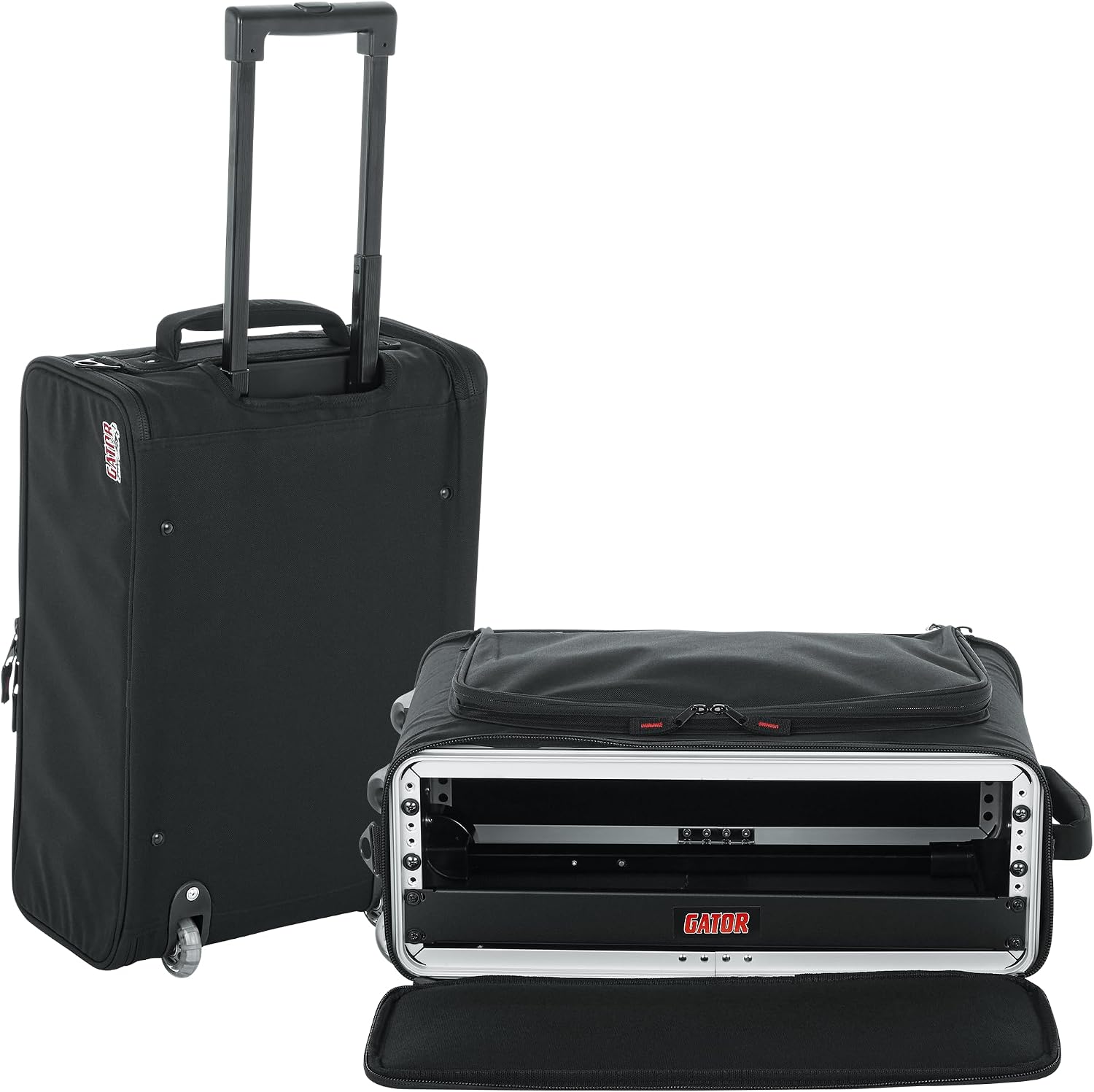 Gator Cases Lightweight Rack Bag with Removable Shoulder Strap, Pull handle, and Wheels, 2U Rack - 12.5' Rackable Depth (GR-RACKBAG-2UW)
