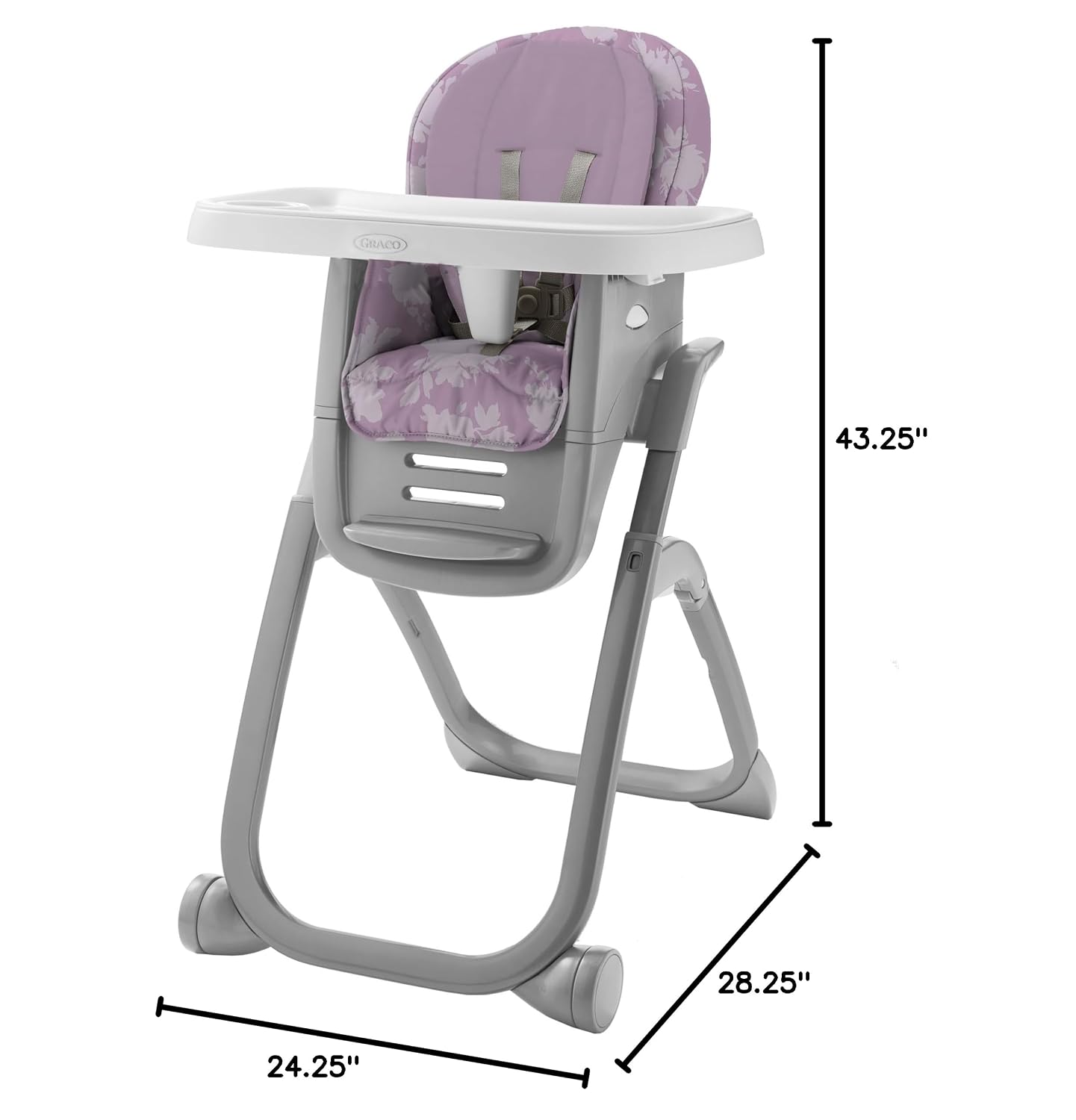 Graco® DuoDiner DLX Highchair, 6 Stages of Use – Infant to Baby High Chair, Infant to Toddler Booster Seat, Youth Stool, 5 Adjustable Height Positions, Lilac Mod