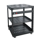 RIVECO 12U Network Rack with Reinforced Top Cover - 4 Post Floor Rack on Wheels for 19' Equipment & Stereo Gear- Including Rack Mount Power Strip & 1PCS 1U Rack Shelf
