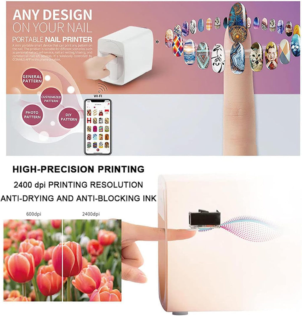 3D Nail Printer Mini Printer for Nails, Multifunction Portable Mobile Nail Painting Machine for Kid/Nail Studio/Manicurist/Nail Lovers (Gold)