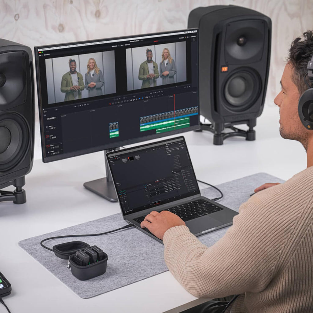 RØDE Wireless PRO Compact Wireless Microphone System with Timecode, 32-bit Float On-board Recording, 2 Lavalier Microphones and Smart Charge Case for Filmmaking and Content Creation