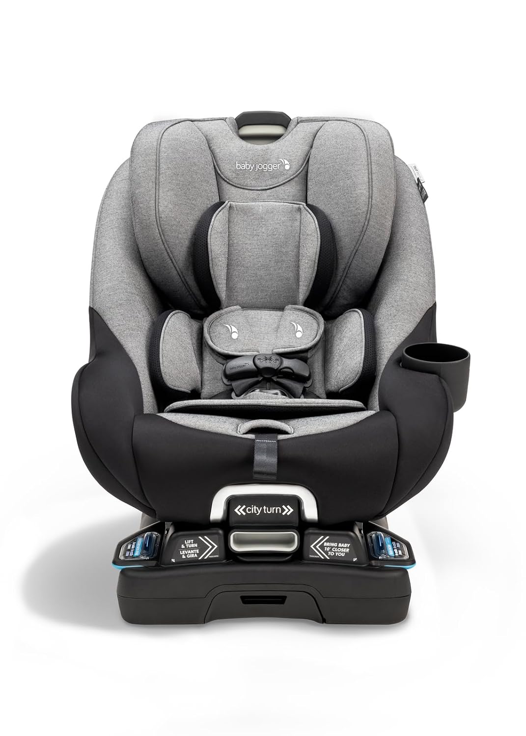 Baby Jogger City Turn Rotating Car Seat 180-Degree Turn, Lightweight Convertible Car Seat, Rear Facing to Forward Facing for Newborn to Toddlers, Coolmax Fabric, Onyx Black