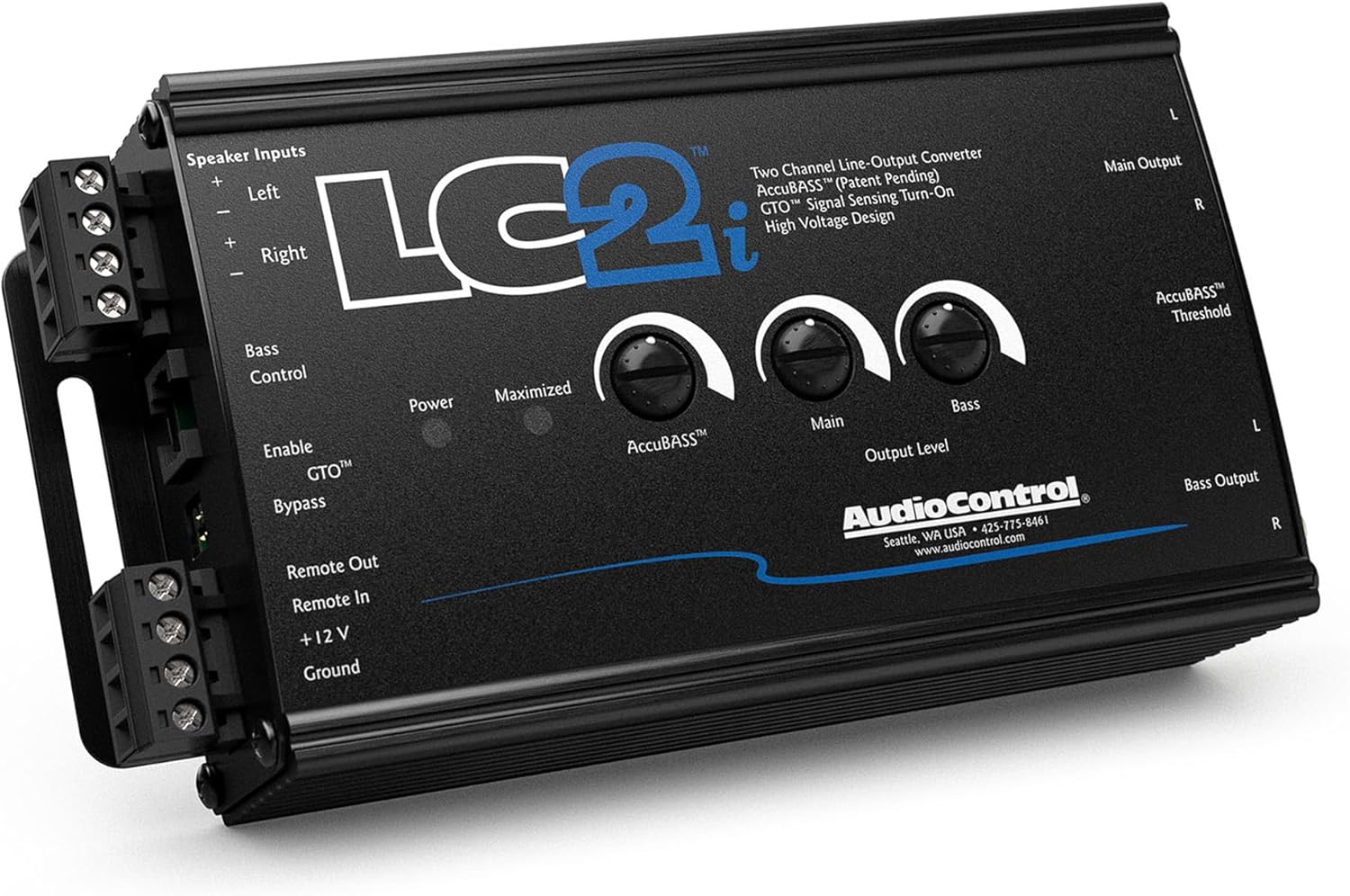 AudioControl LC2i 2-Channel Line Output Converter with AccuBASS for Adding Subwoofers, Amplifiers to Factory Car Audio Receiver Head Unit, Speaker Level to RCA Line Level Converter
