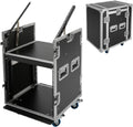 10U PA DJ Rack, Heavy Duty Mobile Audio Equipment Cabinet with 4 Locking Casters, 661 lbs Capacity Audio Rack Case for Studio, Live Sound (10U)