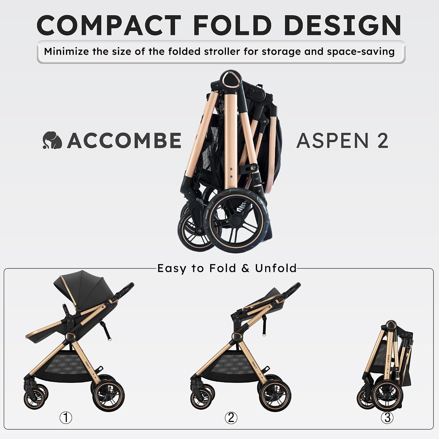 Accombe 2 in 1 Baby Stroller, Convertible Bassinet Pushchair for Infants and Newborns 0-36 Months