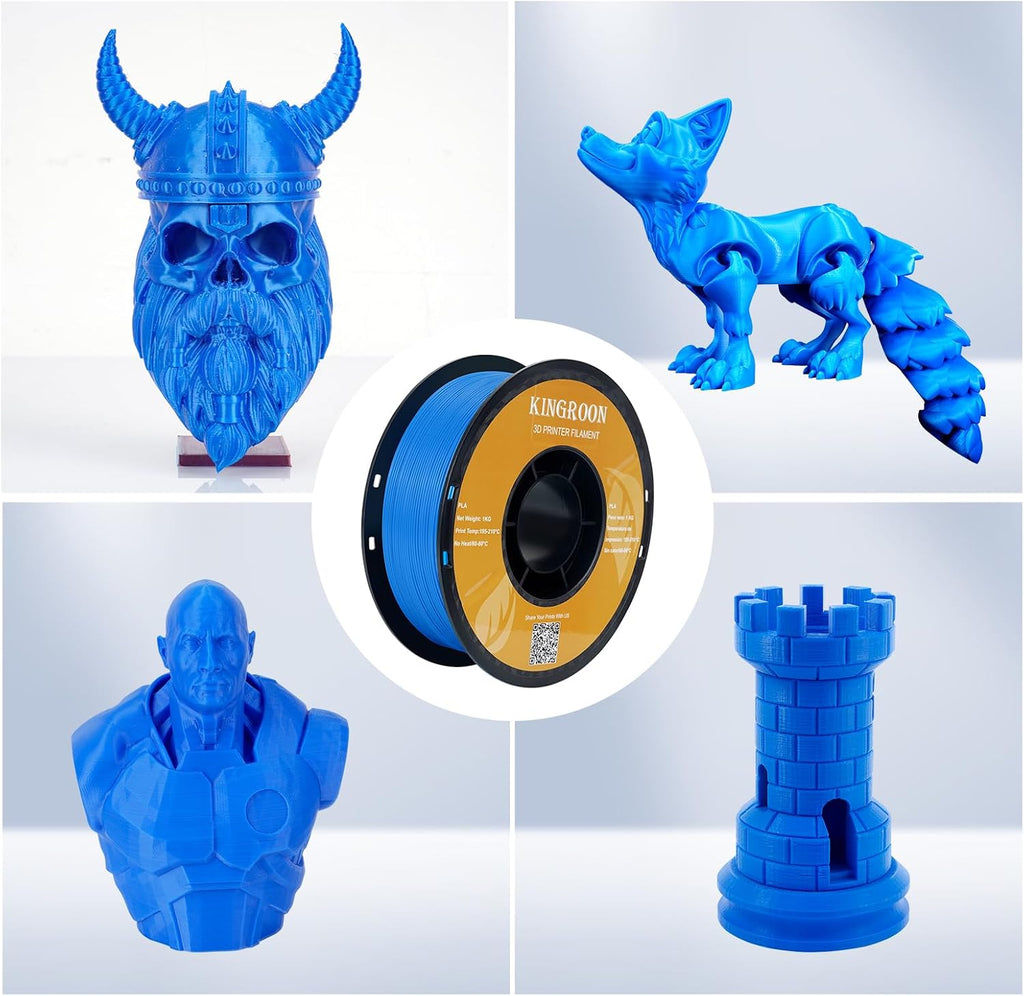 Kingroon PLA 3D Printer Filament,10 Rolls, Dimensional Accuracy +/- 0.03 mm, 10kg Spool(22lbs),1.75 mm,2Black+2White+2Green+2Red+2Blue