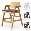 Wooden High Chair for Toddlers, Adjustable Baby Feeding Chair with Seat & Footrest, Grows with Child Dining Chair, Solid Wood Kids Learning Chair for Table, Study & Mealtime - Natural