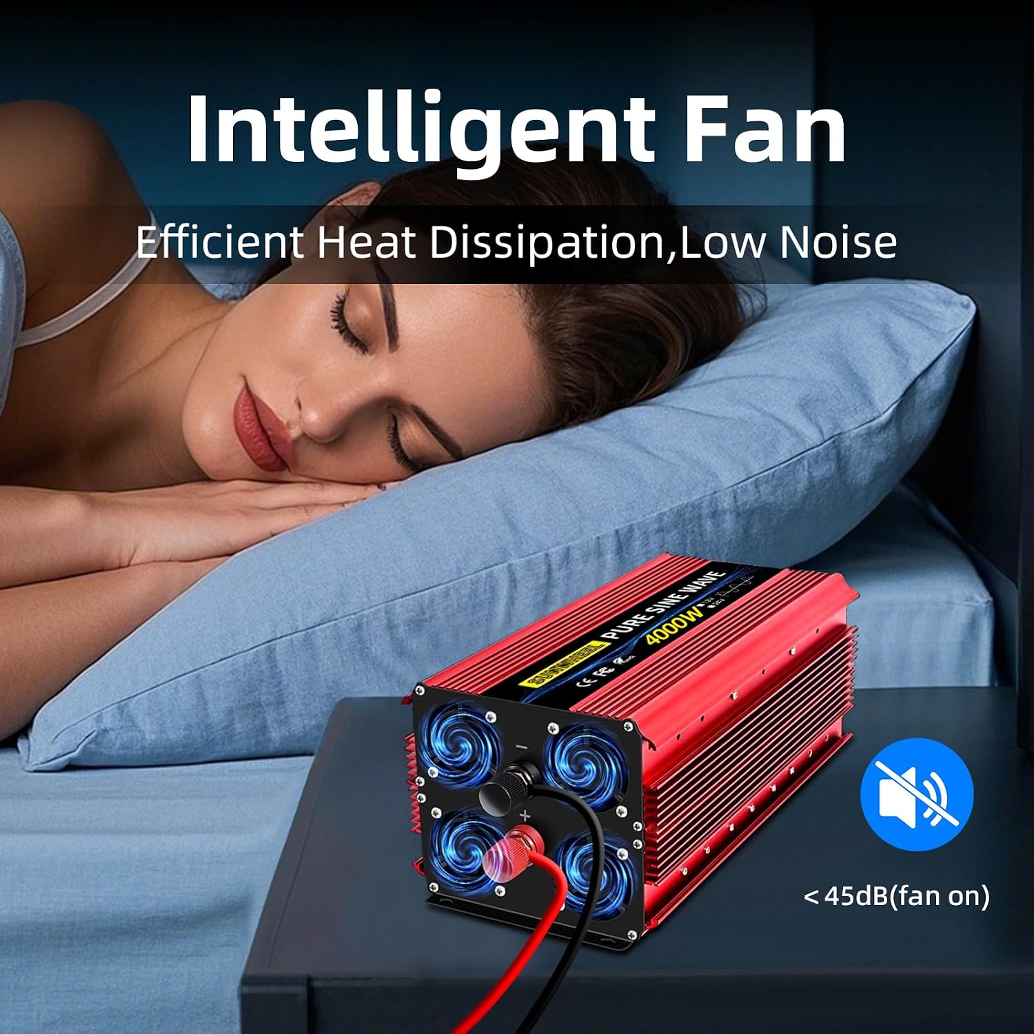 SUNWHEEL 4000W Pure Sine Wave Inverter, Solar Off-Grid Inverter, 12V DC to 110V 120V AC for RV、Microwave、Truck、Refrigerator、Freezer、TV、Air Conditioner with 4 AC outlets and LCD Display