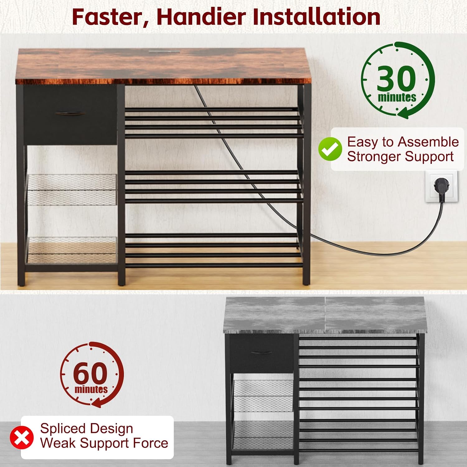 Frebomboo 3D Printer Filament Storage Rack, Versatile 3D Printer Stand Shelf with Drawer, Mobile 3-Tier Metal Filament Spool Holder, Perfect 3D Printer Cart Desk for Office Workshop Studio