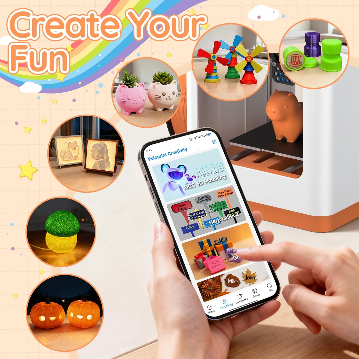 Upgraded Tina2S 3D Printer, HEPHI3D 3D Printers WiFi Cloud Printing Auto Bed Leveling, Fully Assembled Mini 3D Printers for Beginners, Silent Print, Fully Open Source DIY 3D Printer for Home, School