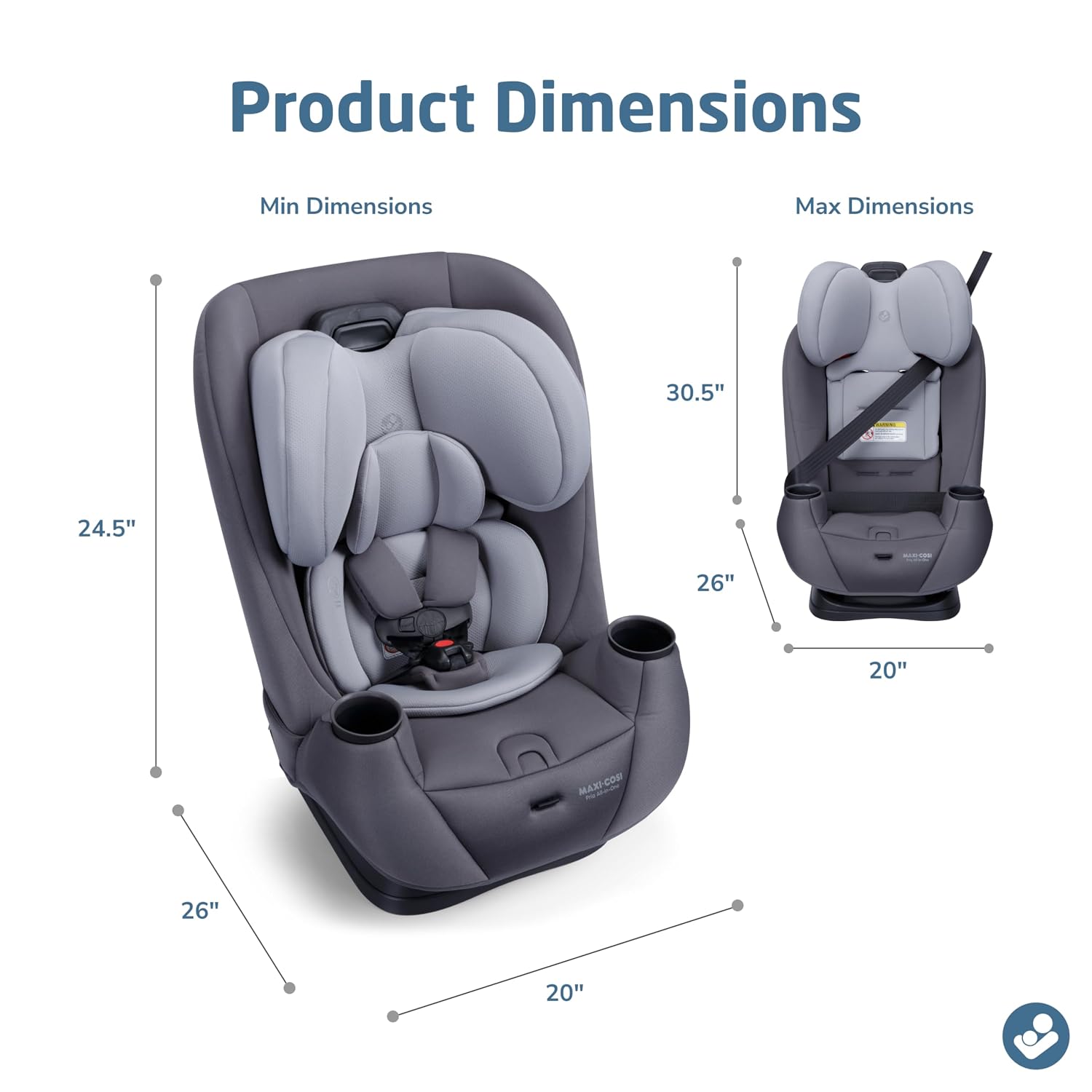 Maxi-Cosi Pria All-in-One Convertible Car Seat, Infant to Toddler Car Seat, Easy-Install Harness, Machine-Washable Cover, 5-100 lbs, Sea Salt