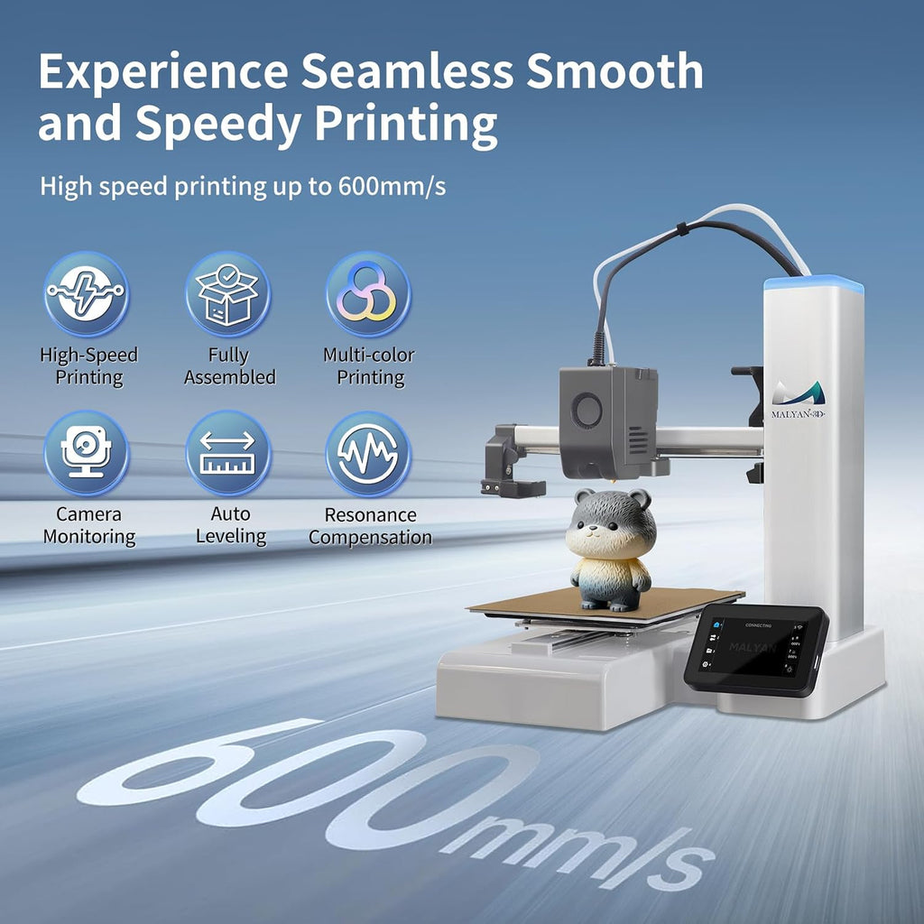 MALYAN M200 Ultra 3D Printer, Max 600mm/s High Speed & Precision Printing, Full-Auto Leveling & Smart Vibration Compensation with Cameras for Monitoring, Out of The Box, Print Size 180x180x180mm