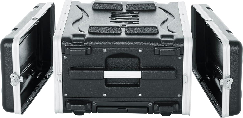 Gator Cases Lightweight Molded 4U Rack Case with Built-in Power Supply, Heavy Duty Latches, Retractable Tow Handle, and Recessed Wheels, 19.25' depth (GRR-4PL-US)