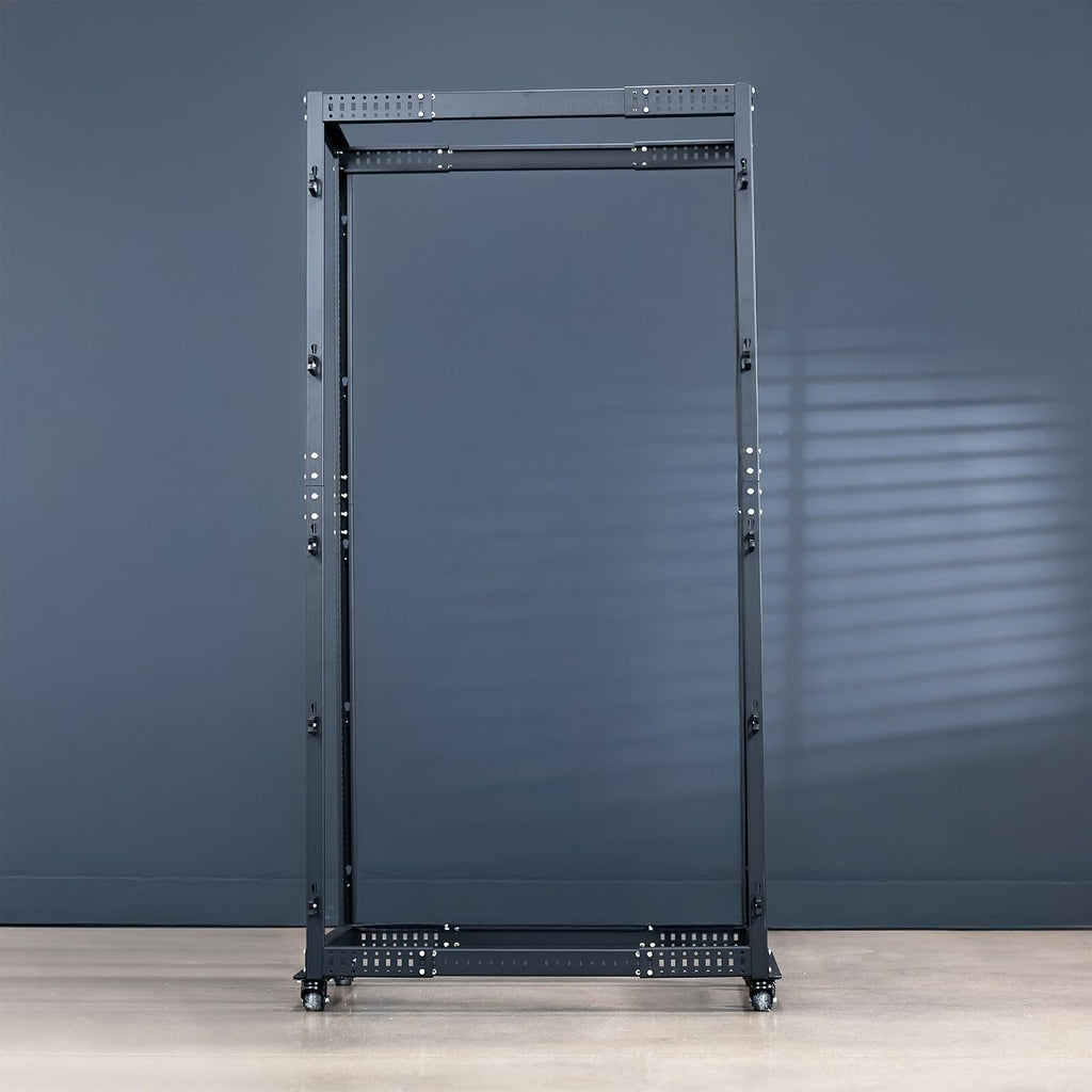 VIVO 42U Freestanding Server Rack, Mobile Open Frame 22 to 40 inch Adjustable Network Server Cart, Black, CART-SR42U